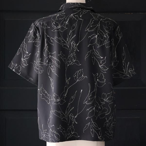 オーディエンス Audience オープンカラー ハーフスリーブシャツ ライトアムンゼン モノトーンフラワー マシンプリント 捺染 梨地 丹後 日本製 AUD6708 | Audience | 06