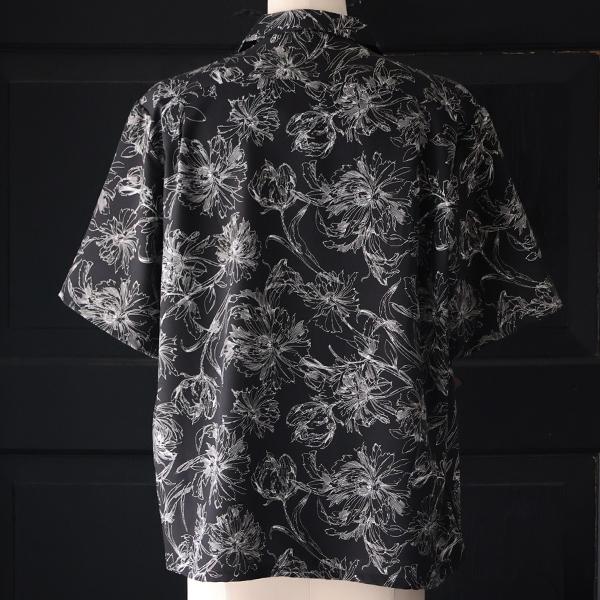 オーディエンス Audience オープンカラー ハーフスリーブシャツ ライトアムンゼン モノトーンフラワー マシンプリント 捺染 梨地 丹後 日本製 AUD6708 | Audience | 09