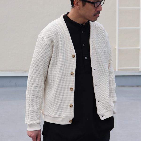 オーディエンス Audience モックネックVネック カーディガン長袖 ビッグワッフル 日本製 | Audience | 15