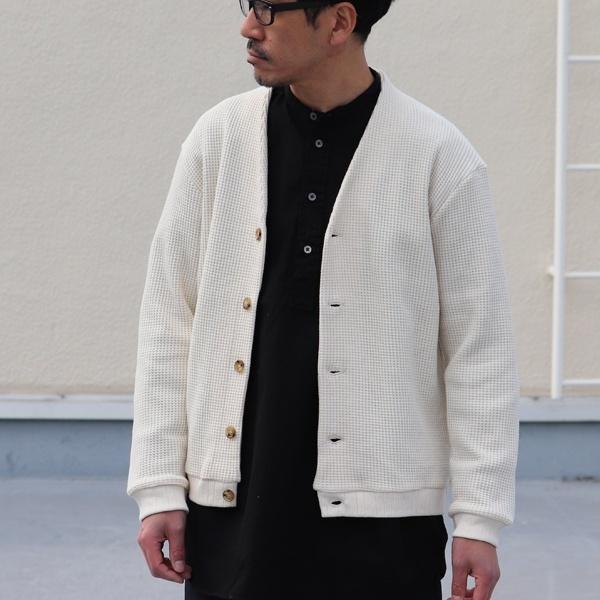 オーディエンス Audience モックネックVネック カーディガン長袖 ビッグワッフル 日本製 | Audience | 01