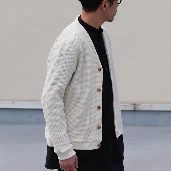 オーディエンス Audience モックネックVネック カーディガン長袖 ビッグワッフル 日本製 | Audience | 16