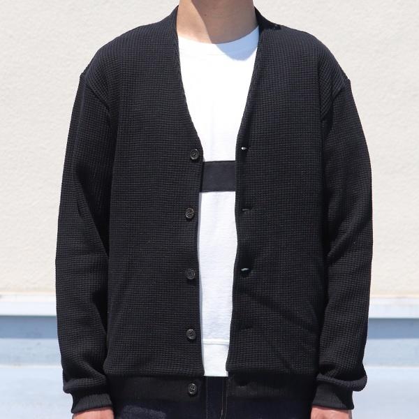 オーディエンス Audience モックネックVネック カーディガン長袖 ビッグワッフル 日本製 | Audience | 19