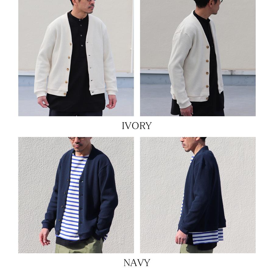 オーディエンス Audience モックネックVネック カーディガン長袖 ビッグワッフル 日本製 | Audience | 22