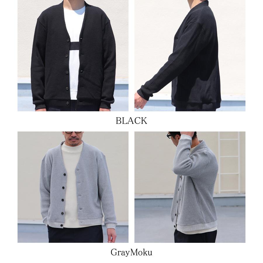 オーディエンス Audience モックネックVネック カーディガン長袖 ビッグワッフル 日本製 | Audience | 23