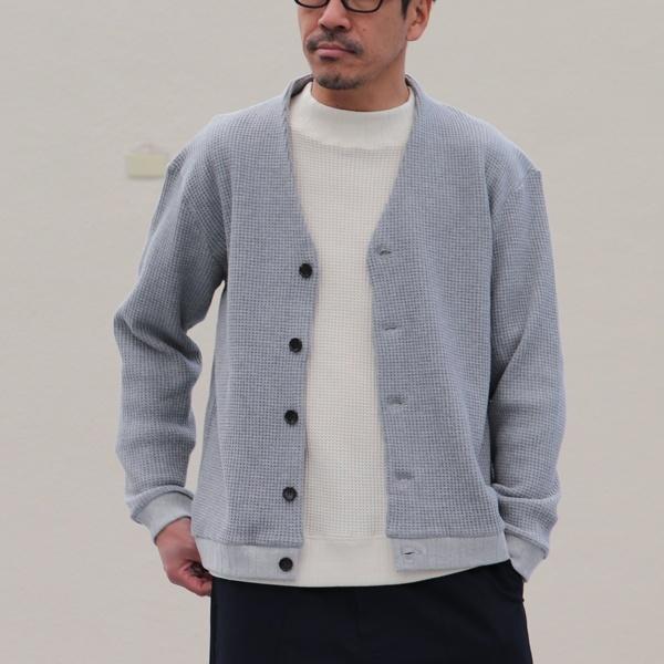 オーディエンス Audience モックネックVネック カーディガン長袖 ビッグワッフル 日本製 | Audience | 10