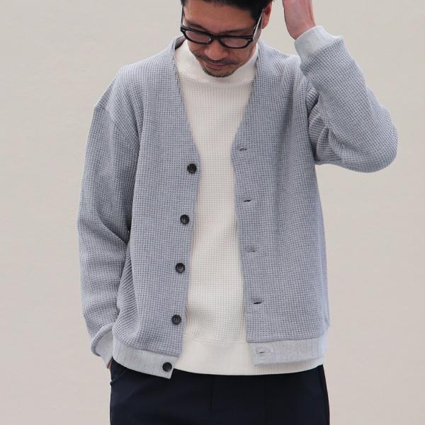 オーディエンス Audience モックネックVネック カーディガン長袖 ビッグワッフル 日本製 | Audience | 11