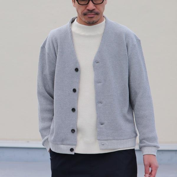 オーディエンス Audience モックネックVネック カーディガン長袖 ビッグワッフル 日本製 | Audience | 13