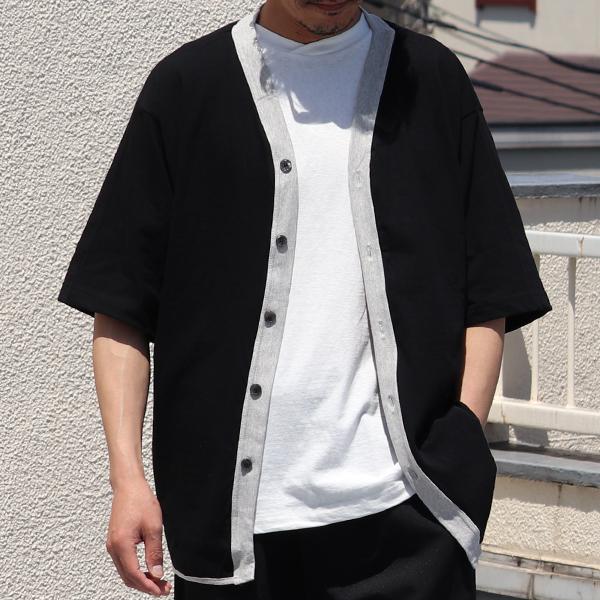 オーディエンス Audience ベースボールハーフスリーブカーディガン ツートーン配色 粗挽き天竺 日本製 | Audience | 04