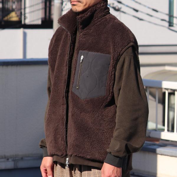 オーディエンス Audience トスカーナボア キルティングポケット スタンドベスト Lanificio Becagli ベッカリー 日本製 AUD7210 | Audience | 05