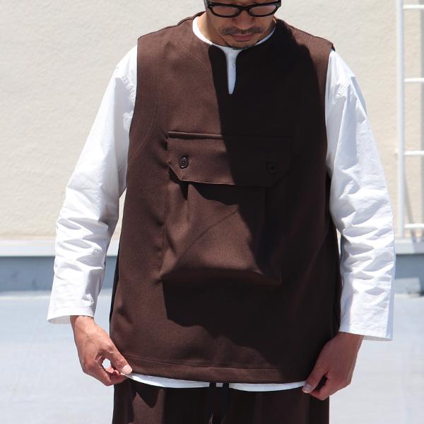 オーディエンス Audience ビックポケット キーネックベスト ウールライク サージ LANATEC LEI ラナテックレイ 日本製 | Audience | 13