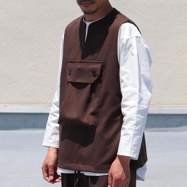 オーディエンス Audience ビックポケット キーネックベスト ウールライク サージ LANATEC LEI ラナテックレイ 日本製 | Audience | 15