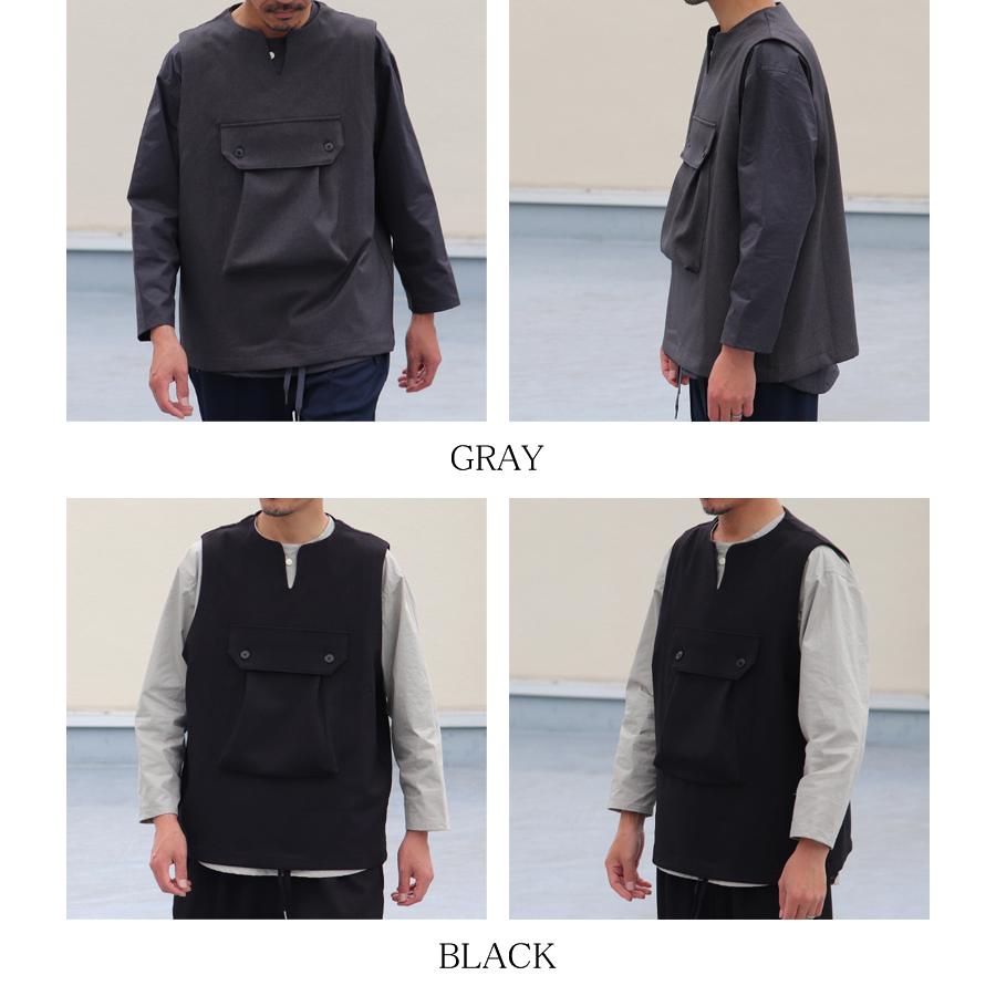 オーディエンス Audience ビックポケット キーネックベスト ウールライク サージ LANATEC LEI ラナテックレイ 日本製 | Audience | 18