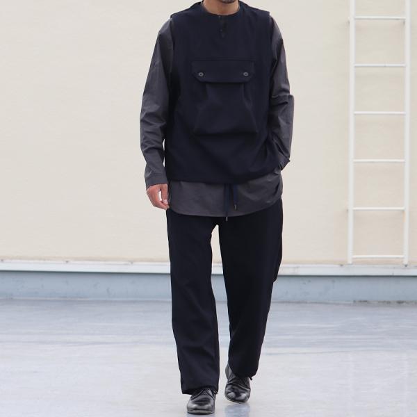 オーディエンス Audience ビックポケット キーネックベスト ウールライク サージ LANATEC LEI ラナテックレイ 日本製 | Audience | 04