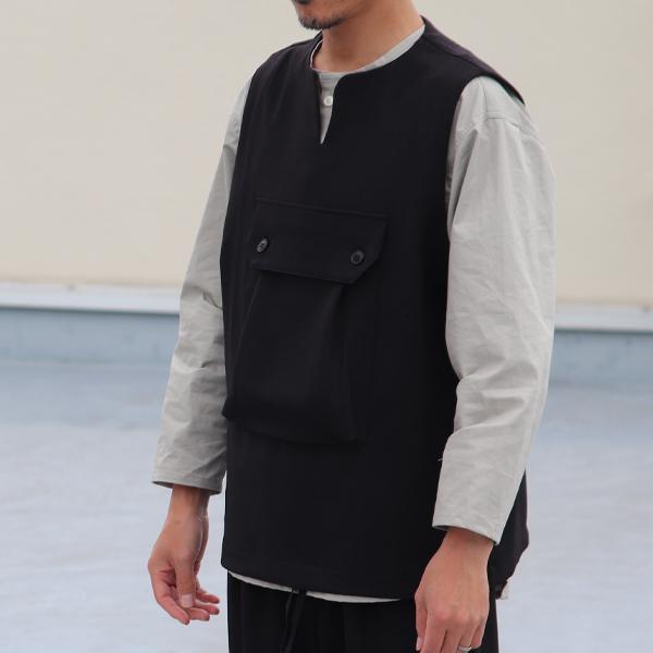 オーディエンス Audience ビックポケット キーネックベスト ウールライク サージ LANATEC LEI ラナテックレイ 日本製 | Audience | 07