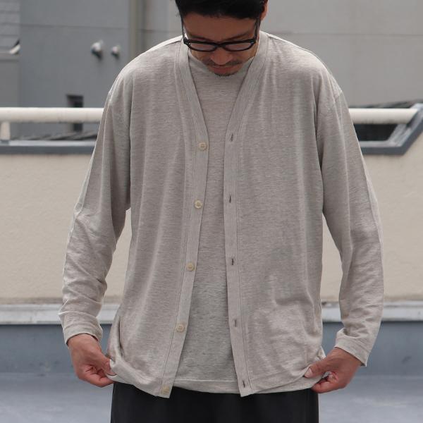 オーディエンス Audience Vネック カーディガン長袖 プレミアリネン天竺 日本製 AUD7259 | Audience | 01