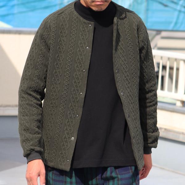 オーディエンス Audience コットンキルト ノーカラー スナップジャケット 尾州 日本製 AUD7330 | Audience | 01