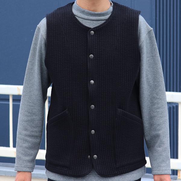 オーディエンス Audience コットンキルト ノーカラースナップベスト 尾州 日本製 AUD7331 | Audience | 11