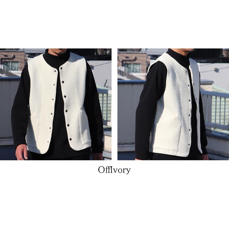 オーディエンス Audience コットンキルト ノーカラースナップベスト 尾州 日本製 AUD7331 | Audience | 16