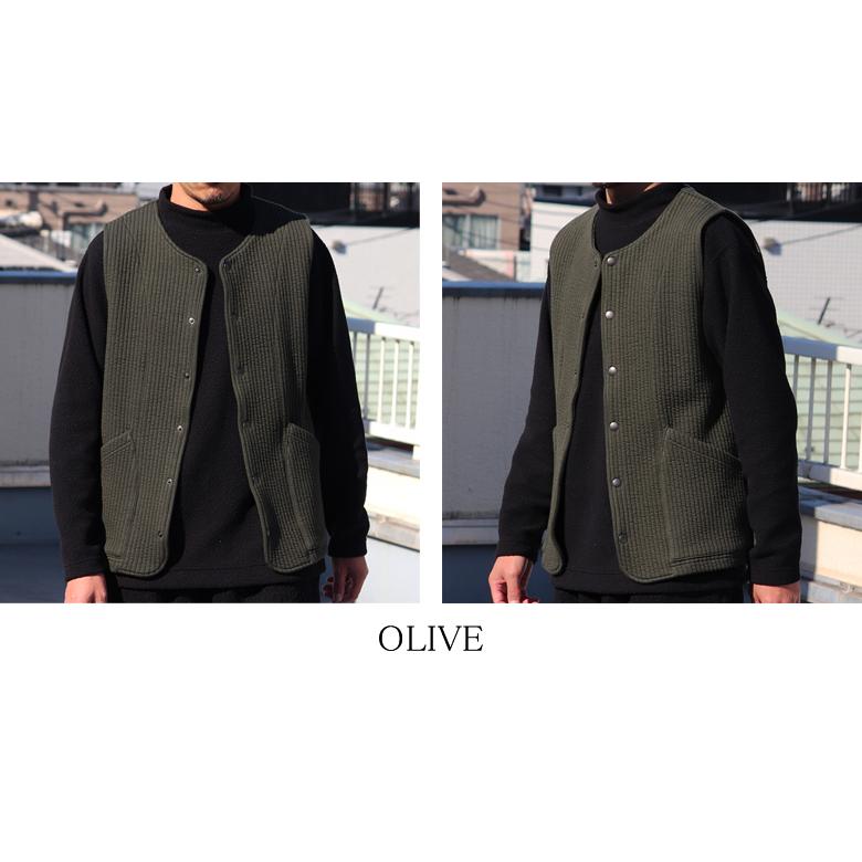 オーディエンス Audience コットンキルト ノーカラースナップベスト 尾州 日本製 AUD7331 | Audience | 17