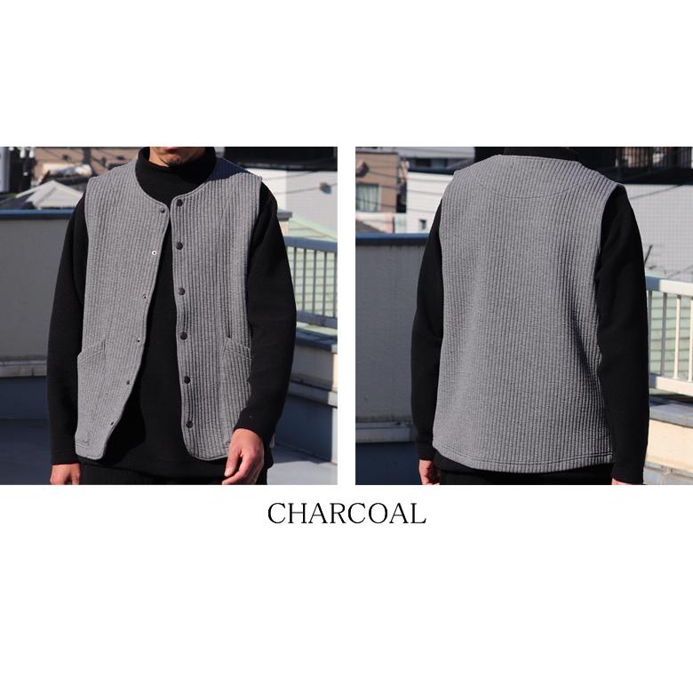 オーディエンス Audience コットンキルト ノーカラースナップベスト 尾州 日本製 AUD7331 | Audience | 18