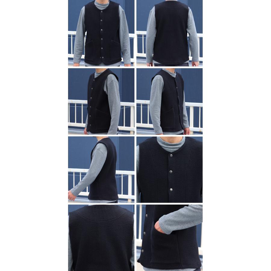 オーディエンス Audience コットンキルト ノーカラースナップベスト 尾州 日本製 AUD7331 | Audience | 20