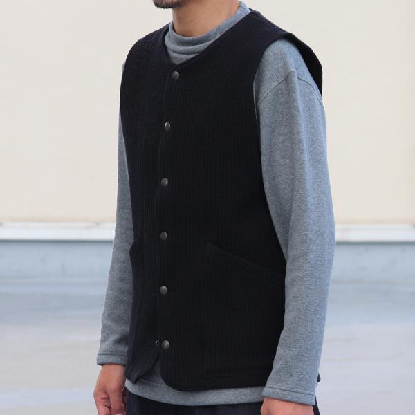 オーディエンス Audience コットンキルト ノーカラースナップベスト 尾州 日本製 AUD7331 | Audience | 02