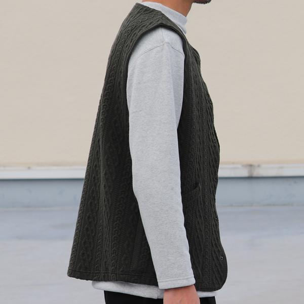 オーディエンス Audience コットンキルト ノーカラースナップベスト 尾州 日本製 AUD7331 | Audience | 04