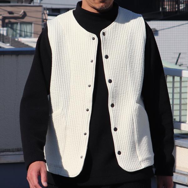 オーディエンス Audience コットンキルト ノーカラースナップベスト 尾州 日本製 AUD7331 | Audience | 05