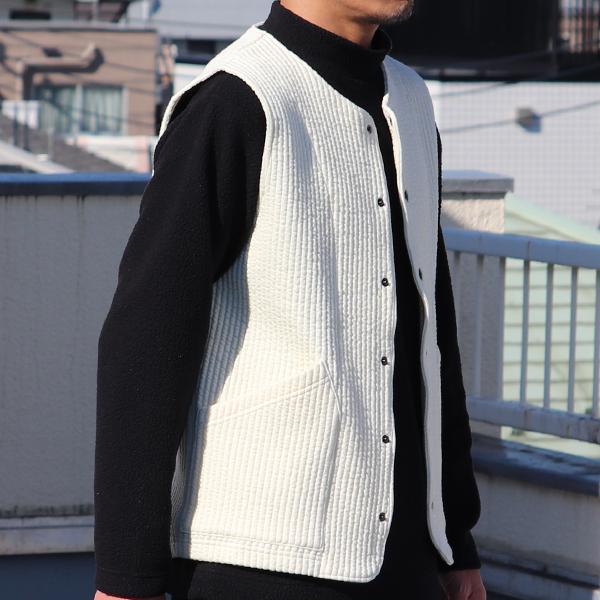 オーディエンス Audience コットンキルト ノーカラースナップベスト 尾州 日本製 AUD7331 | Audience | 06