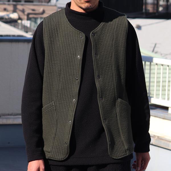 オーディエンス Audience コットンキルト ノーカラースナップベスト 尾州 日本製 AUD7331 | Audience | 07