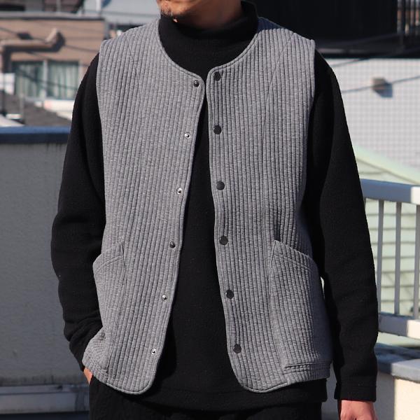 オーディエンス Audience コットンキルト ノーカラースナップベスト 尾州 日本製 AUD7331 | Audience | 09