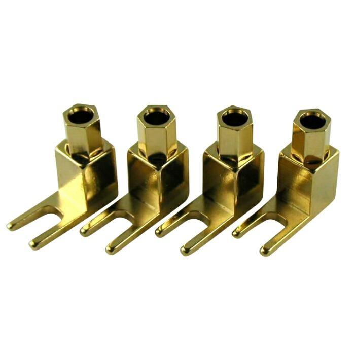 Yラグ端子 Y端子 U端子 スピーカー端子 24K ゴールド 金メッキ L型 4本