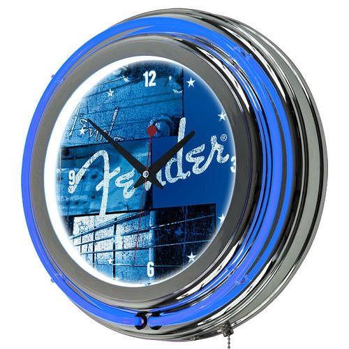 Fender Stacked Neon Wall Clock ネオン ウォールクロック 壁時計 おしゃれ 青 14インチ｜直輸入品｜新品