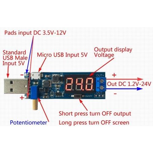 USB 昇圧 降圧電源モジュール 低価格化 3W DC5V→DC1.2〜24V 休日限定