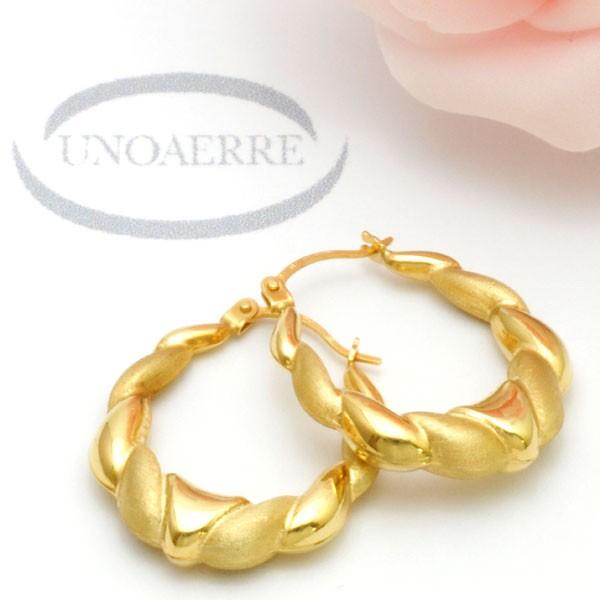 動作確認 ウノアエレ　UNOAERRE K18イエローゴールド フープピアス　#2472 【EI8830825073】(30866円)