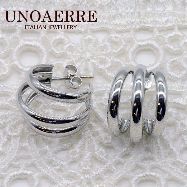 ウノアエレ UNOAERRE K18WGホワイトゴールド フープピアス 26241#2592 