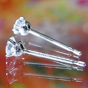 鑑定書付き一粒ダイヤモンドピアス プラチナ 3本爪【0.347ct Dカラー