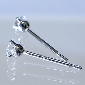 鑑定書付き一粒ダイヤモンドピアス プラチナ 3本爪【0.343ct Dカラー