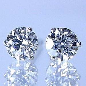 プラチナ　ダイヤモンド　3粒　ピアス 鑑定書付き一粒ダイヤモンドピアス プラチナ 3本爪【0.343ct Dカラー