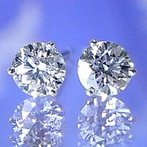 鑑定書付き一粒ダイヤモンドピアス プラチナ 3本爪【0.343ct Dカラー