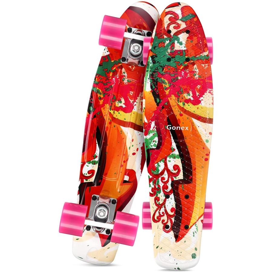 Gonex 22インチ スケートボード ガールズ ボーイズ キッズ 初心者 ミニクルーザー スケートボード プラスチック スケボーボード ティーンズ その他スケボー用品 Canipec Org Mx