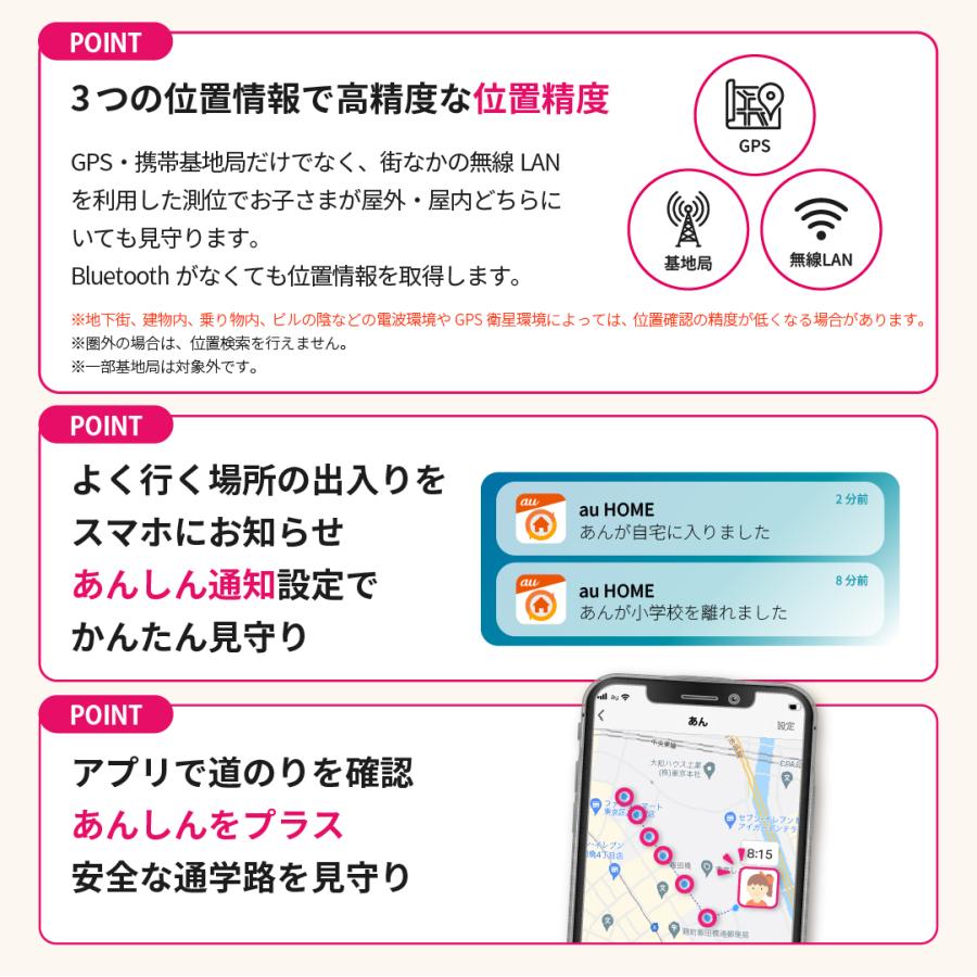 KDDI あんしんウォッチャー au 子供 GPS 見守り 小型 行動履歴 最大1