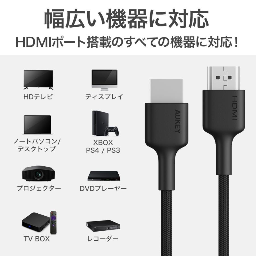 HDMIケーブル 2m 2本セット ブラック レッド 4K対応 2年保証 AUKEY オーキー Impulse series CB-H01-BKRD｜aukey｜05