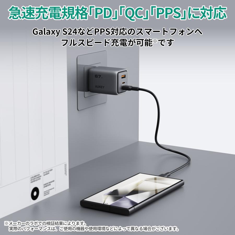 AUKEY AUKEY Metallic USB充電器 65W / 最大67W 3ポート type-C type-A
