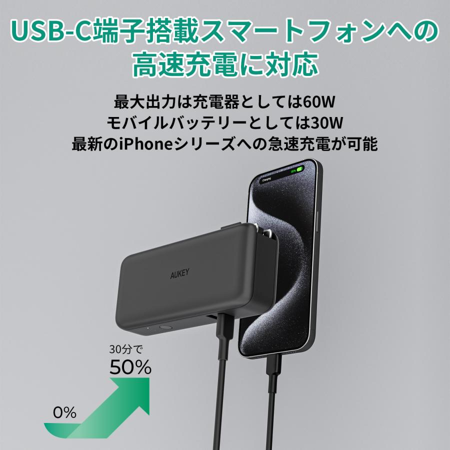 AUKEY コンセント一体型モバイルバッテリー USB充電器 10000mAh AUKEY コンセント一体型モバイルバッテリー USB充電器 10000mAh