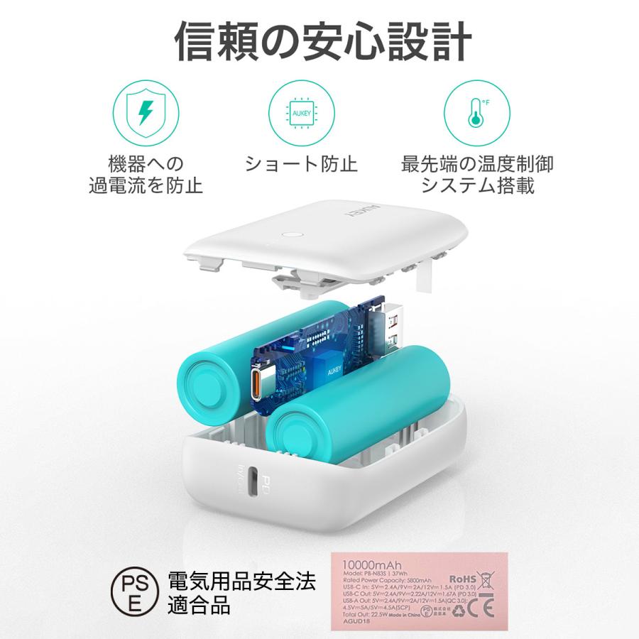 AUKEY モバイルバッテリー 10000mAh パススルーコンパクト 20W AUKEY モバイルバッテリー 10000mAh パススルーコンパクト 20W
