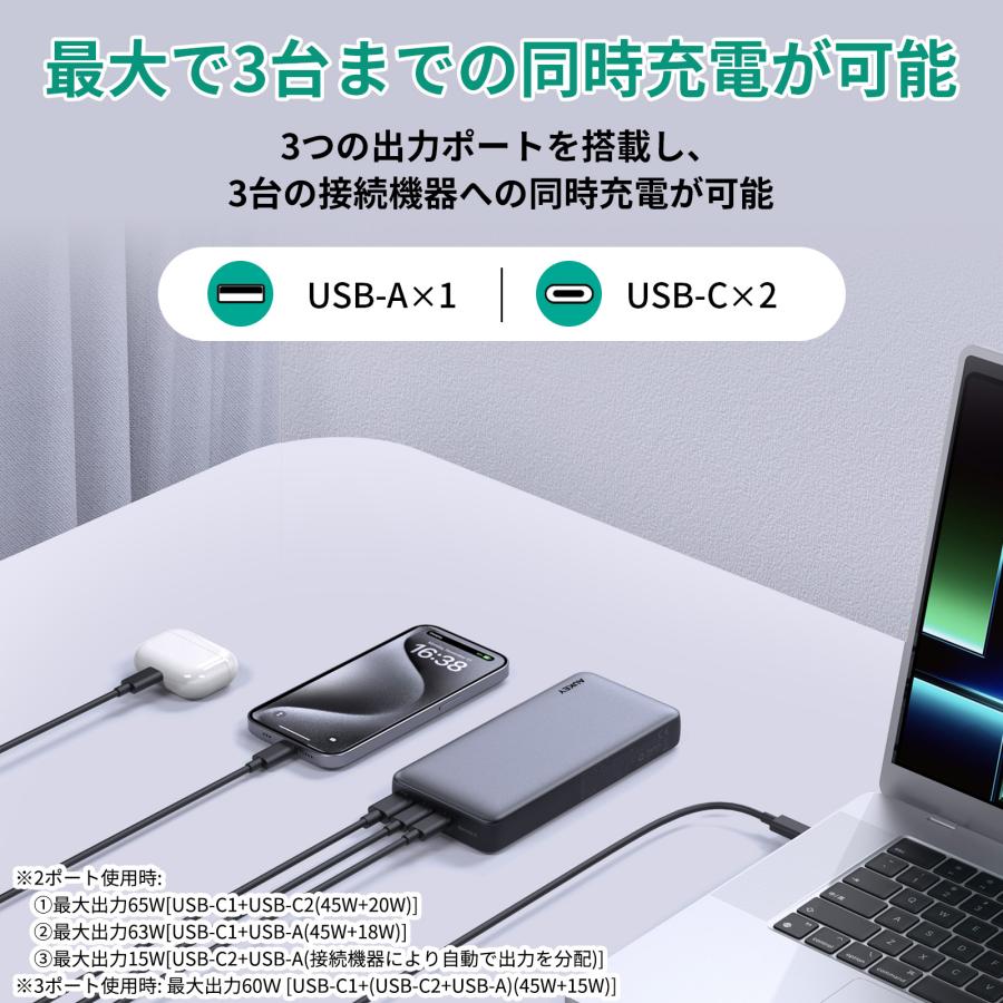 AUKEY Metallic モバイルバッテリー 20000mAh 大容量 65W 3 AUKEY Metallic モバイルバッテリー 20000mAh 大容量 65W 3