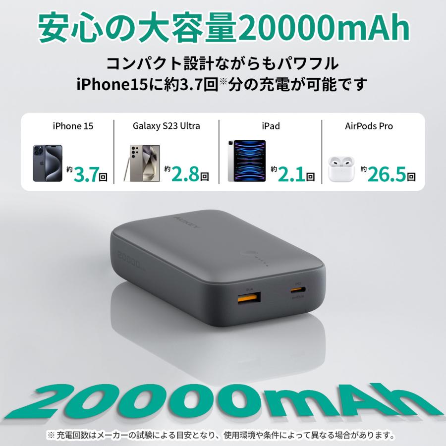 AUKEY AUKEY Metallic モバイルバッテリー 20000mAh コンパクト 2