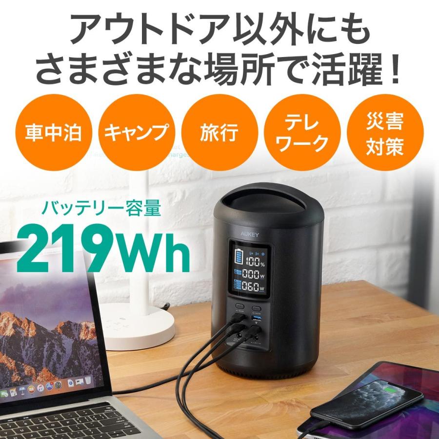 公式店2年保証】AUKEY ポータブル電源 大容量 200Wh以上 Power Ares