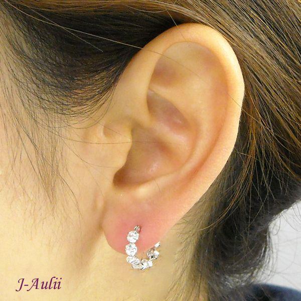 キュービックジルコニア ピアス フープ 